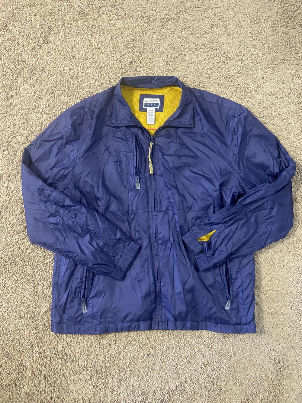 Sperry Top-Sider Jacket Mens XL Blue Nylon Windbreaker Full Zip Marine Supply
